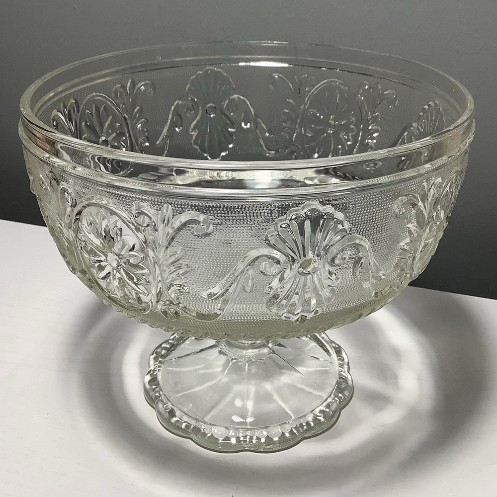Indiana Glass 4 Seam Pressed Glass Compote
